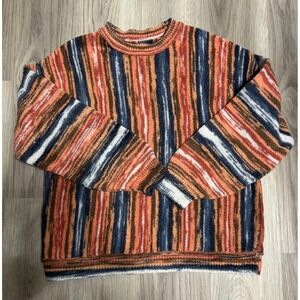 EARTHBOUND TRADING CO Striped Knit Sweater Orange Blue Brown Multi Color Size L